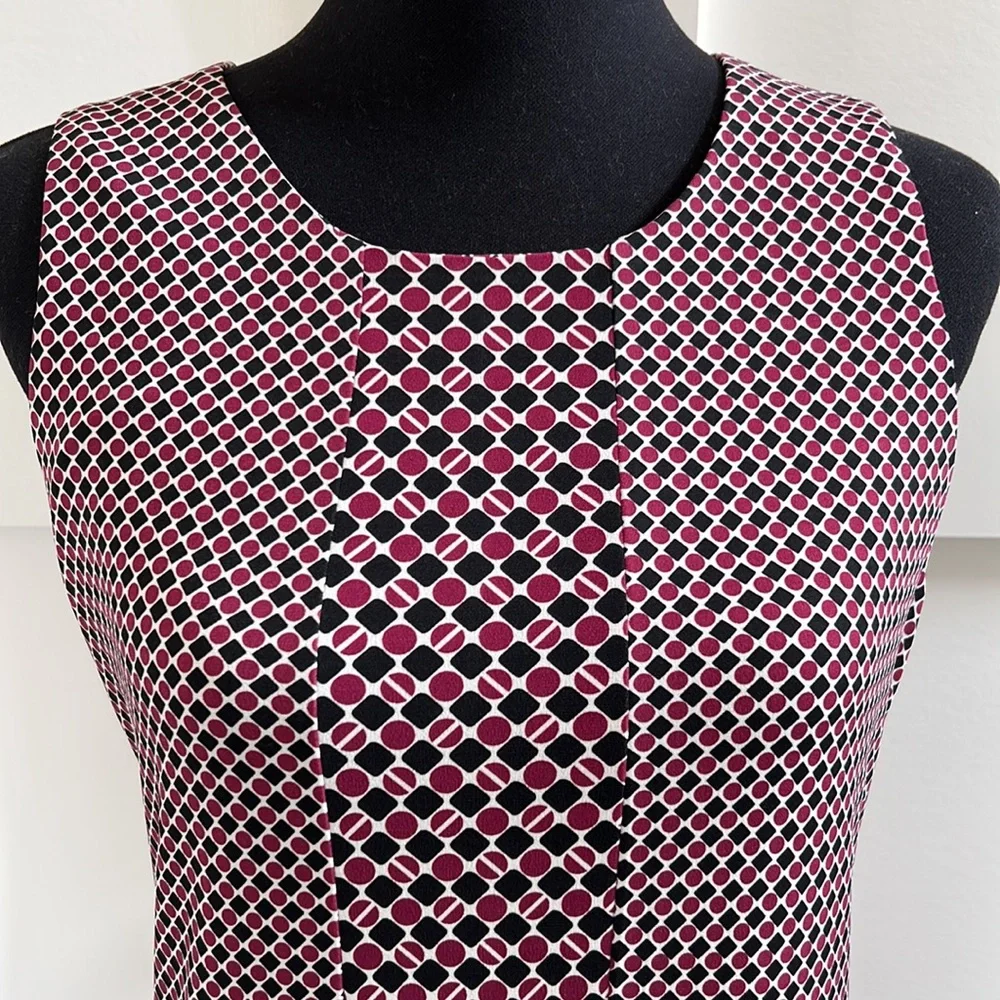 Michael Kors Tile Dot Sleeveless Border Dress Bone/Garnet - Picture 6 of 9